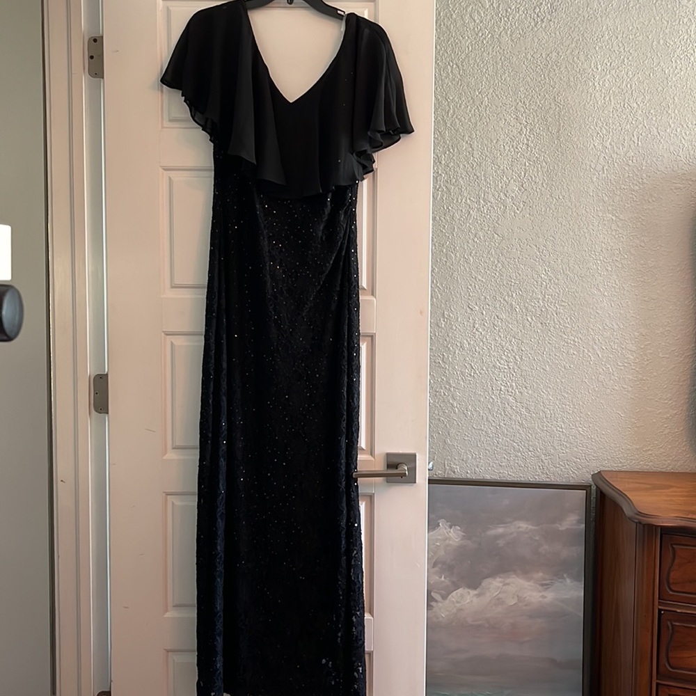 Connected Apparel Black Shimmer Dress - Picture 2 of 5